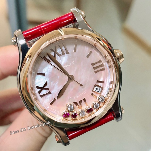 萧邦爆款女士腕表 最新配色气质红 NR最强副本萧邦CHOPARD快乐钻系列 萧邦快乐钻系列女表 gjs1698